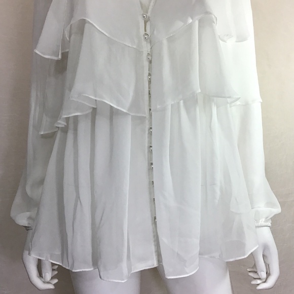 Luciano Dante White Bohemian Style Blouse - Picture 3 of 9